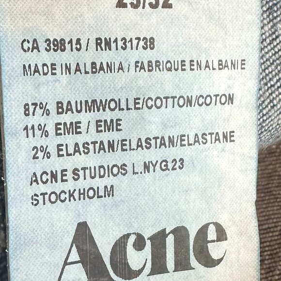 Acne Studios Skin Used Blue Skinny Jeans Dark Wash Zip Back Size 25 Women's - Picture 10 of 12